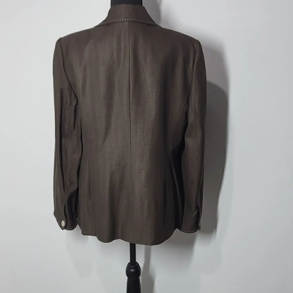 Ellen Tracy / Linda Allard Wool, Linen & Silk Blend Brown Jacket
